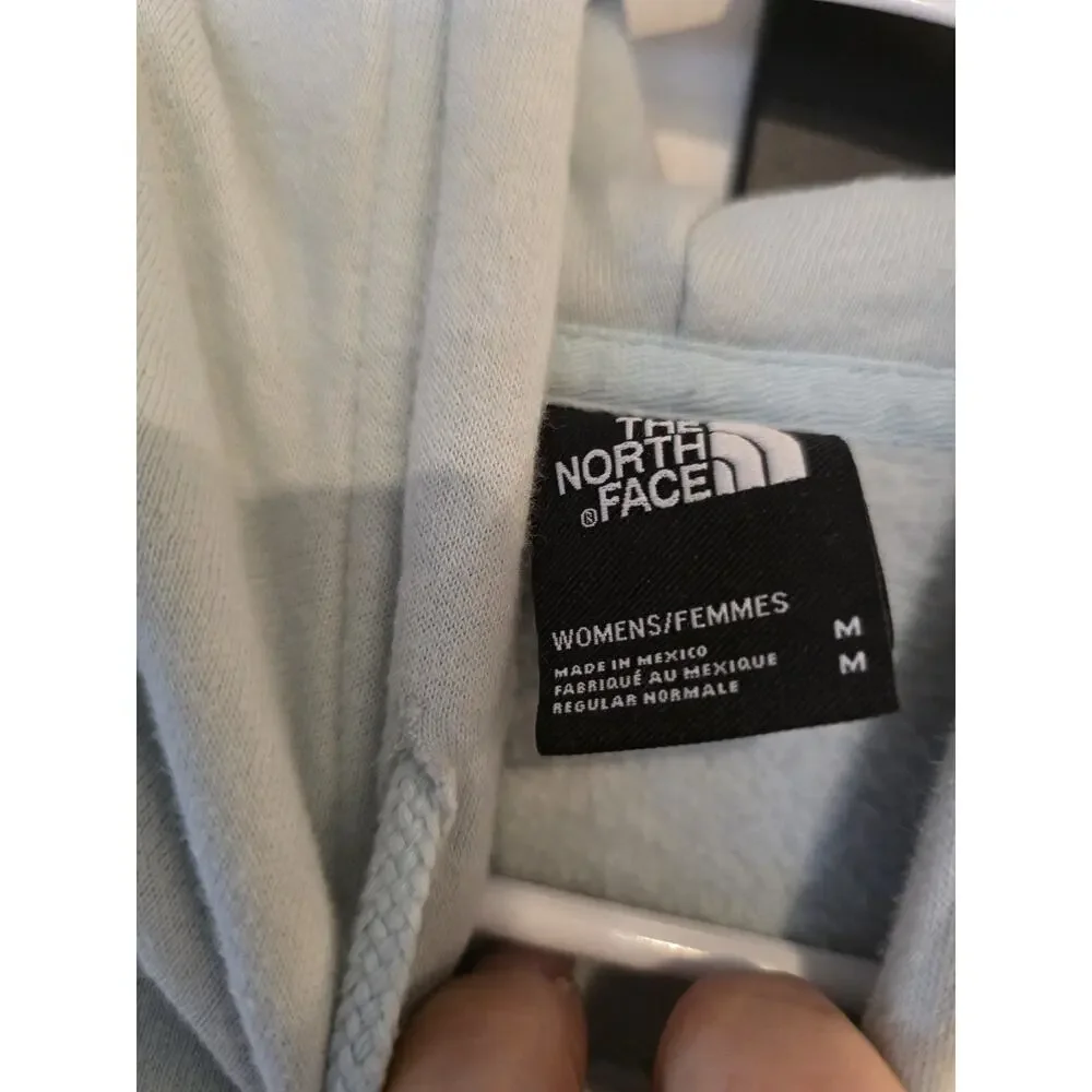 The North Face Women's Medium Hoodie Light Blue Pullover Sweatshirt Logo Graphic